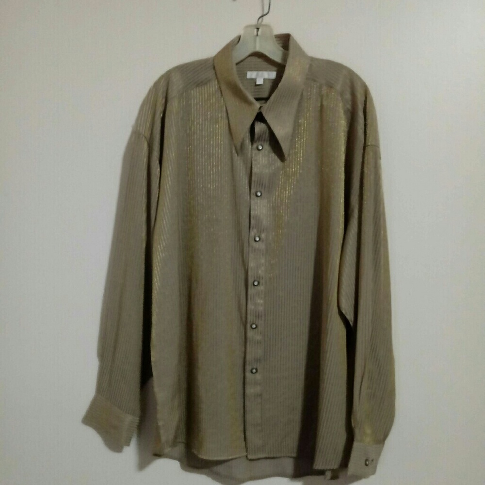 Elliott  Gold and Tan Button Up Dress Shirt XL